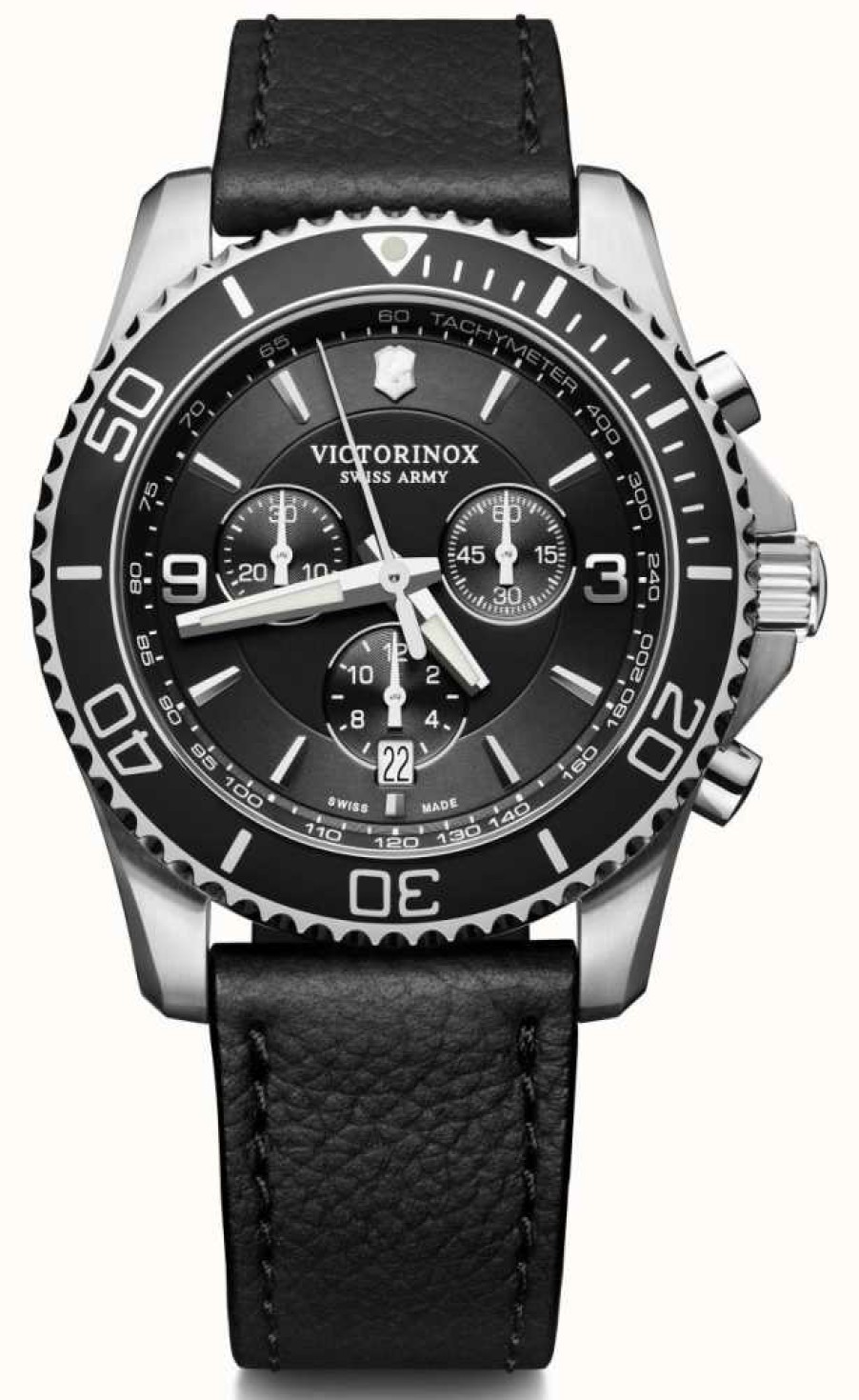 Men'S Victorinox | Victorinox | Maverick | Men'S | Black Chrono | Black Leather Strap