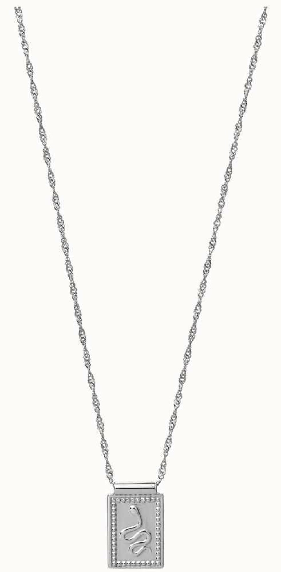 Jewelry Cluse Jewellery | Cluse Force Tropicale Silver Twisted Chain Tag Pedant Necklace