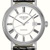 Men'S LONGINES | Longines Presence | Swiss Automatic | Black Leather | White Dial