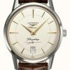 Men'S LONGINES | Longines Flagship Heritage Men'S Brown Leather Cream Dial