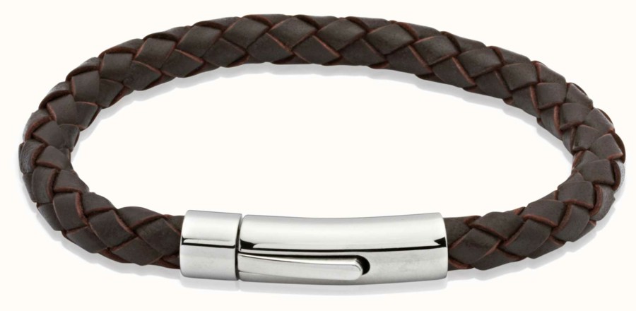 Jewelry Unique & Co | Unique & Co Dark Brown Leather | Stainless Steel Clasp | Bracelet