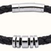 Jewelry Unique & Co | Unique & Co Black Leather | Steel Elements | Bracelet