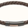 Jewelry Unique & Co | Unique & Co Dark Brown Leather | Steel Clasp | Bracelet