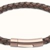 Jewelry Unique & Co | Unique & Co Antique Brown Leather | Steel Clasp | Bracelet