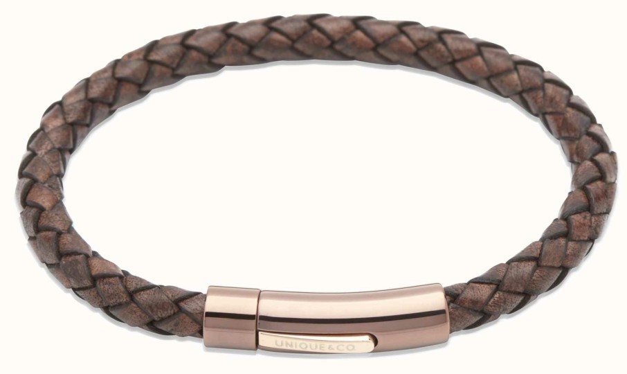 Jewelry Unique & Co | Unique & Co Antique Brown Leather | Steel Clasp | Bracelet