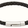 Jewelry Unique & Co | Unique & Co Black Leather | Steel Clasp | Bracelet