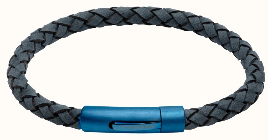 Jewelry Unique & Co | Unique & Co Blue Leather | Matte Blue Ip Clasp | Bracelet