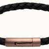 Jewelry Unique & Co | Unique & Co Black Leather | Matte Brown Ip Clasp | Bracelet