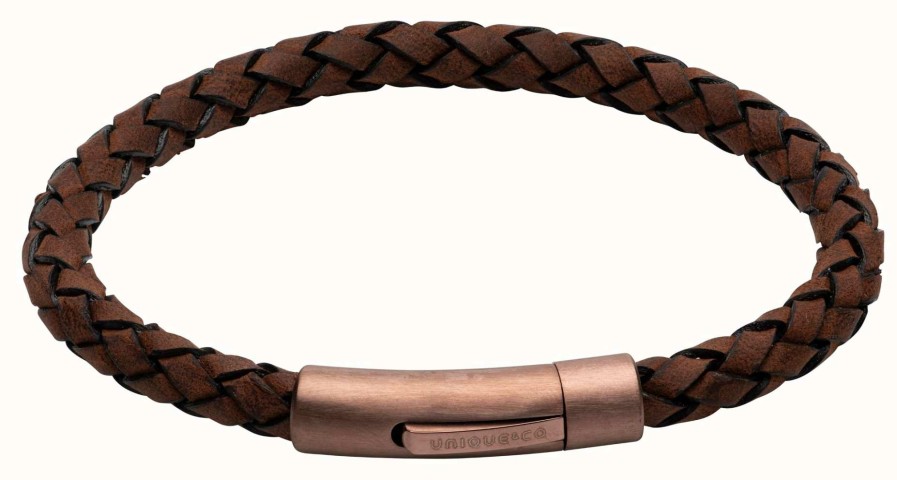 Jewelry Unique & Co | Unique & Co Dark Brown Leather | Matte Brown Ip Clasp | Bracelet