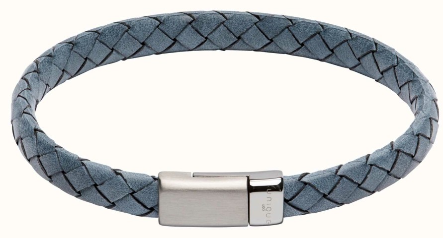 Jewelry Unique & Co | Unique & Co Blue Leather | Steel Clasp | Bracelet