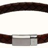 Jewelry Unique & Co | Unique & Co Dark Brown Leather | Steel Clasp | Bracelet