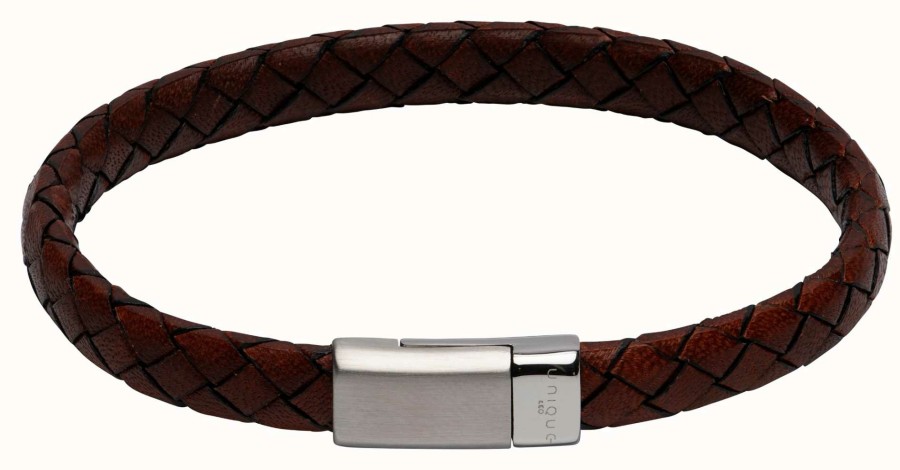 Jewelry Unique & Co | Unique & Co Dark Brown Leather | Steel Clasp | Bracelet