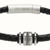 Jewelry Unique & Co | Unique & Co Black Leather | Matte Steel Clasp | Bracelet