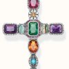 Jewelry Thomas Sabo Jewellery | Thomas Sabo Pendant 'Cross' Colourful Stones 925 Sterling Silver