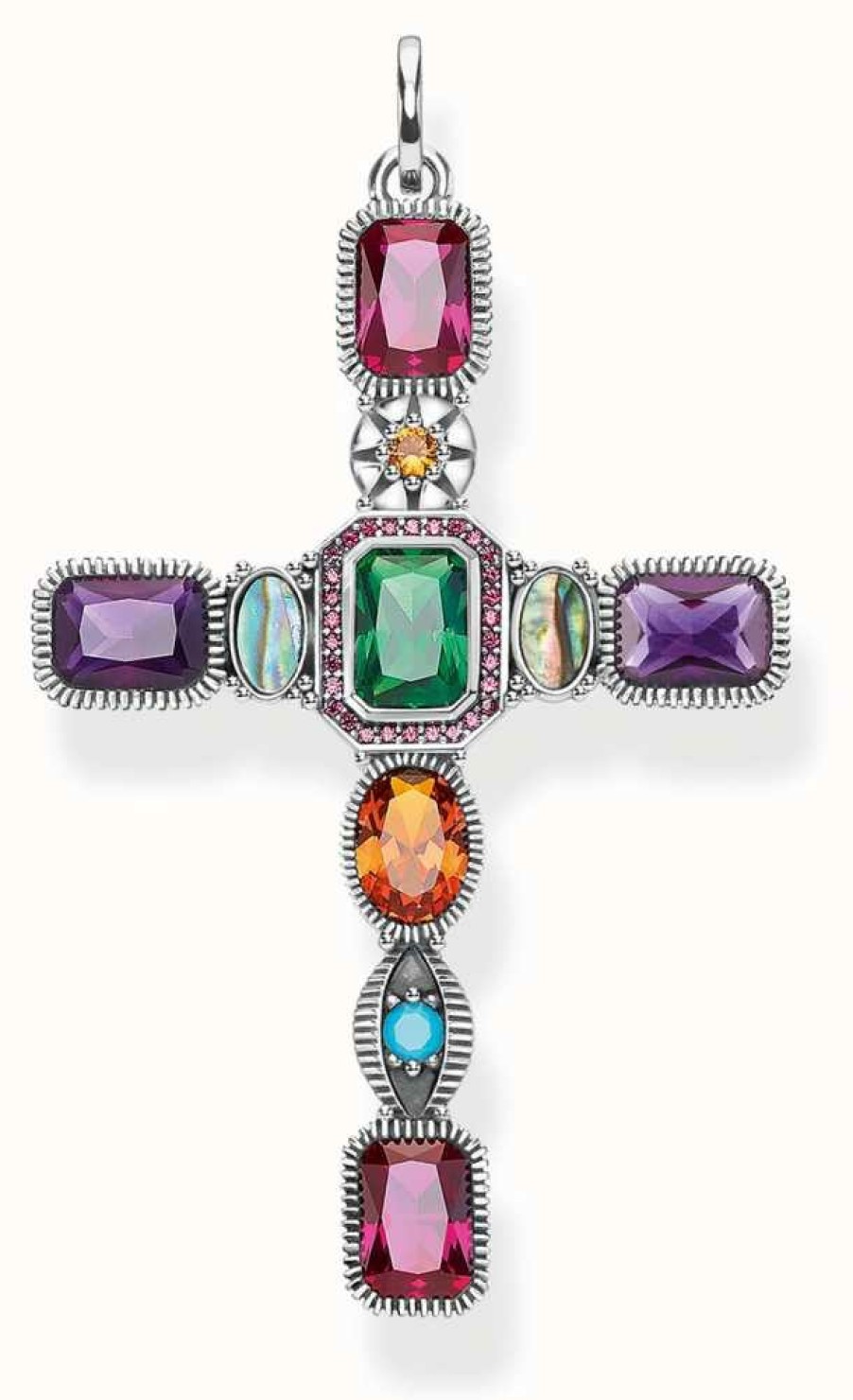 Jewelry Thomas Sabo Jewellery | Thomas Sabo Pendant 'Cross' Colourful Stones 925 Sterling Silver