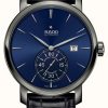 Men'S RADO | Rado Diamaster Automatic Petite Seconde (43Mm) Grey Dial / Black Leather