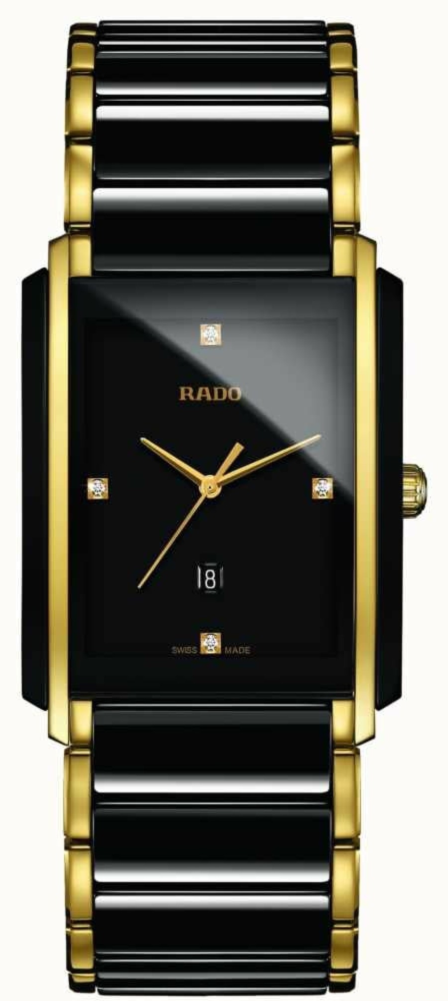 Men'S RADO | Rado Integral Diamonds High-Tech Ceramic Black Square Dial Watch