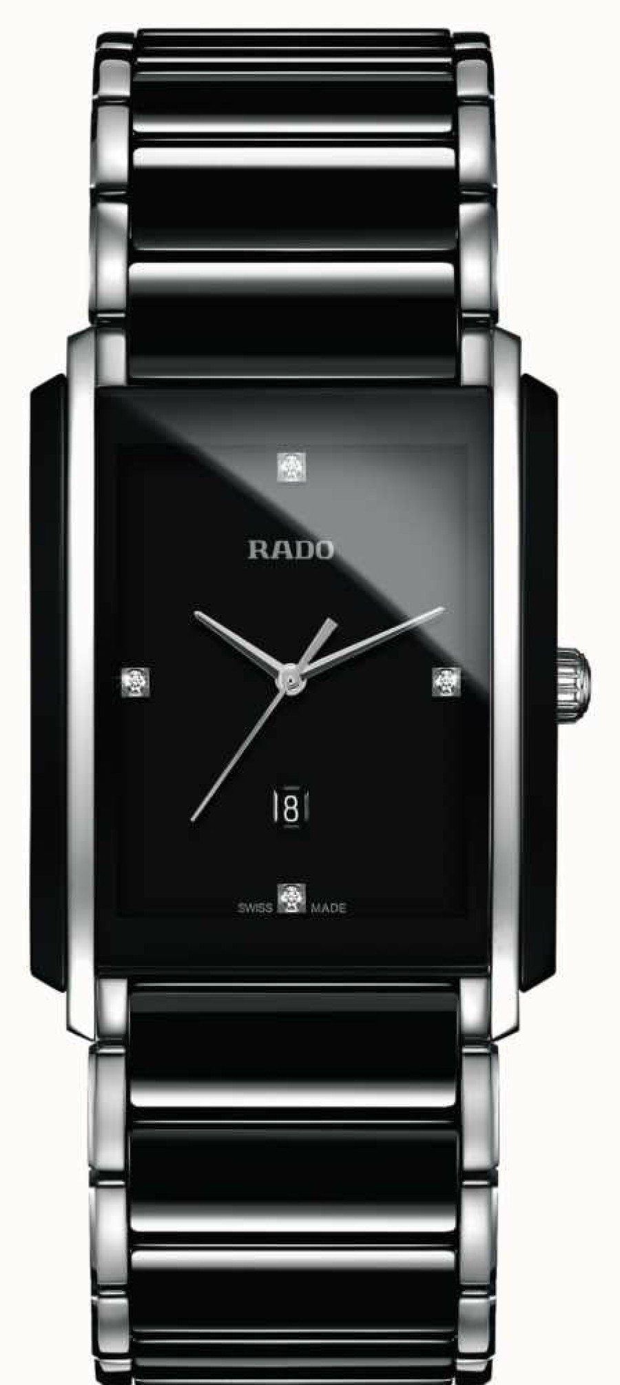 Men'S RADO | Rado Integral Diamonds High-Tech Ceramic Black Square Dial Watch