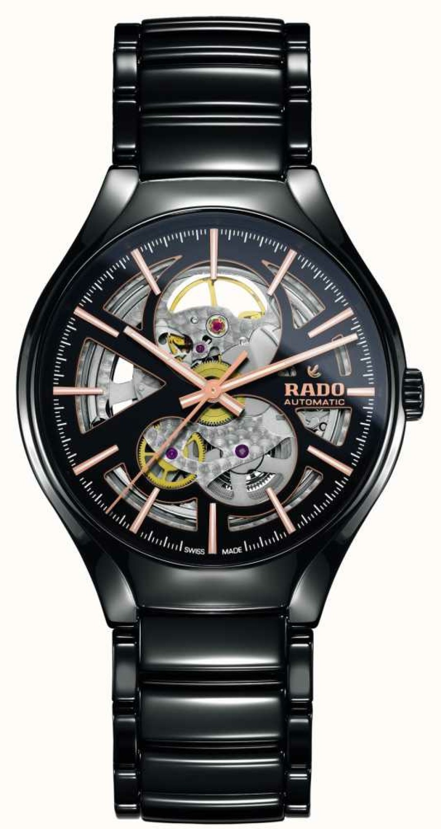 Men'S RADO | Rado True Automatic Open Heart Plasma High-Tech Ceramic Watch