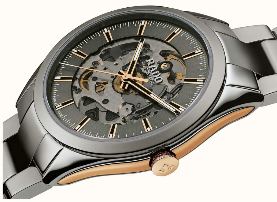 Men'S RADO | Rado Hyperchrome Automatic Open Heart (42Mm) Skeleton Dial / Plasma High-Tech Ceramic