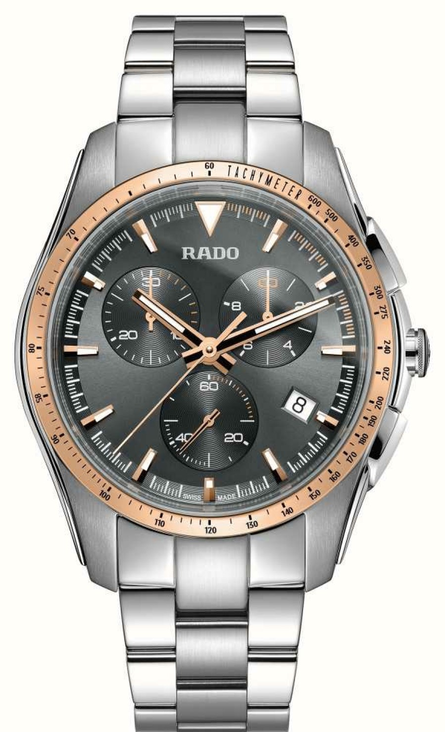 Men'S RADO | Rado Hyperchrome Chronograph (44.9Mm) Grey Dial / Stainless Steel