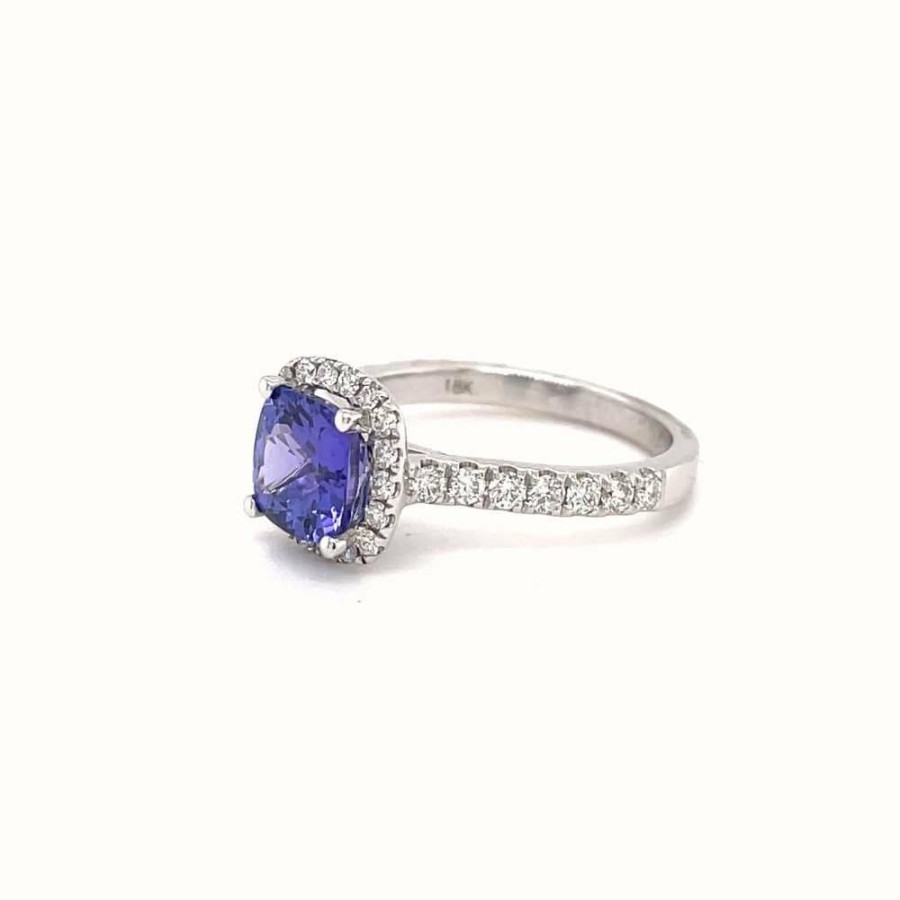 Jewelry James Moore | Greenspark 18K White Gold 1.73Ct Tanzanite Diamond Ring