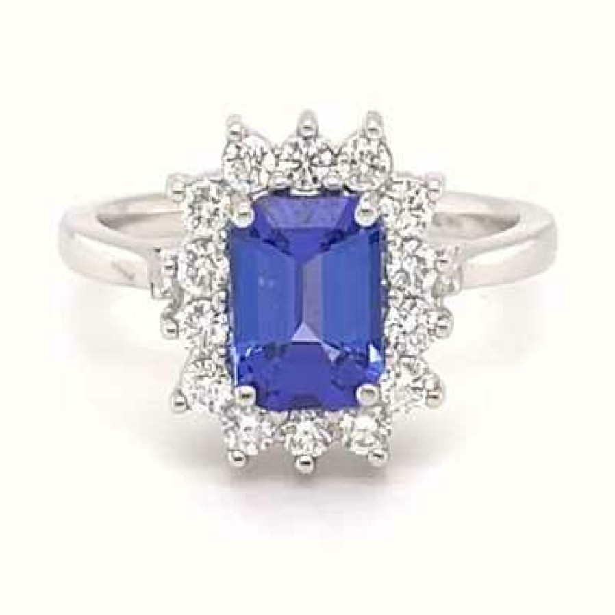 Jewelry James Moore | Greenspark 18K White Gold 1.57Ct Tanzanite Diamond Ring