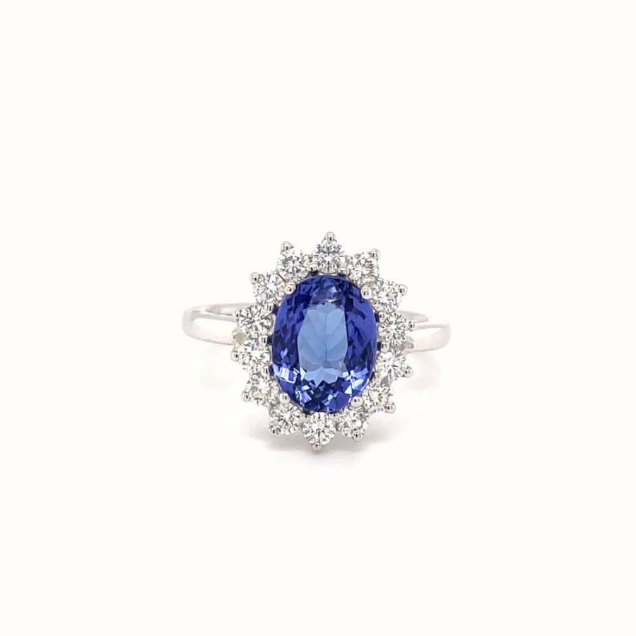 Jewelry James Moore | Greenspark 18K White Gold 2.52Ct Tanzanite Diamond Ring