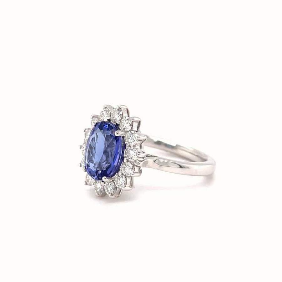 Jewelry James Moore | Greenspark 18K White Gold 2.52Ct Tanzanite Diamond Ring