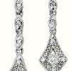 Jewelry Elements Gold | Elements Gold 9Ct White Gold Diamond Vintage Drop Earrings