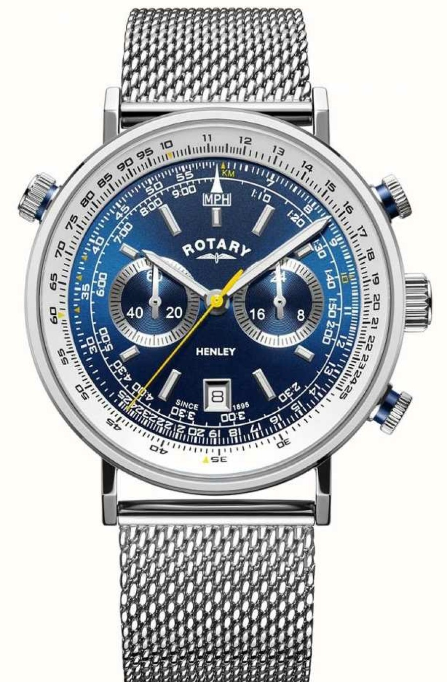 Men'S Rotary | Rotary | Men'S Henley Chronograph | Steel Mesh Bracelet | Blue Dial