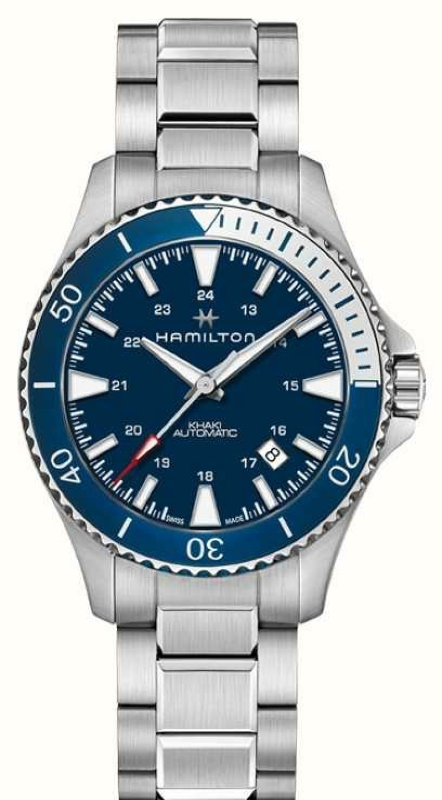 Men'S Hamilton | Hamilton Khaki Navy Scuba Automatic (40Mm) Blue Dial / Stainless Steel Bracelet