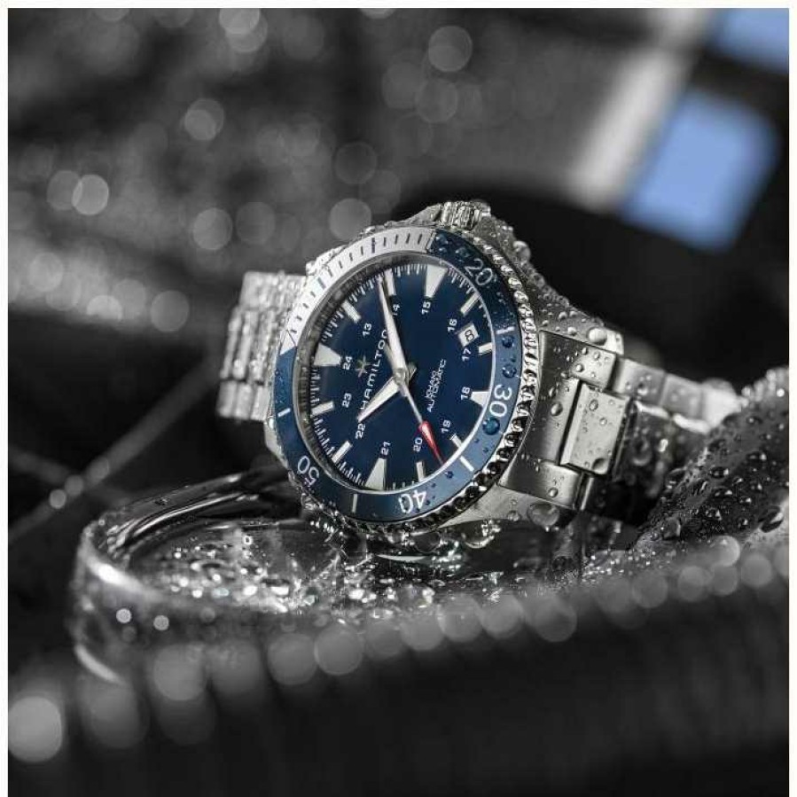 Men'S Hamilton | Hamilton Khaki Navy Scuba Automatic (40Mm) Blue Dial / Stainless Steel Bracelet