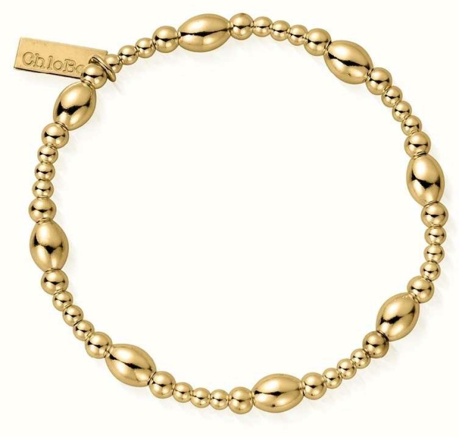 Jewelry ChloBo Jewellery | Chlobo | Sterling Silver Gold Plated 'Cute Oval' Bracelet