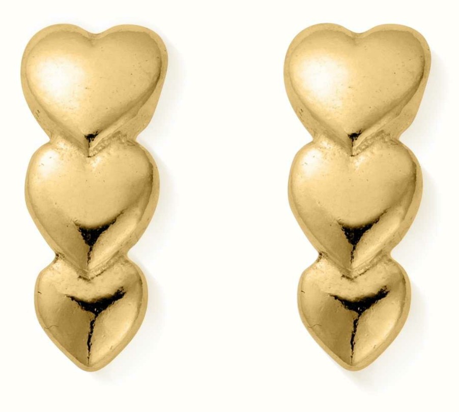 Jewelry ChloBo Jewellery | Chlobo | Sterling Silver Gold Plated 'Life Lover' Stud Earrings