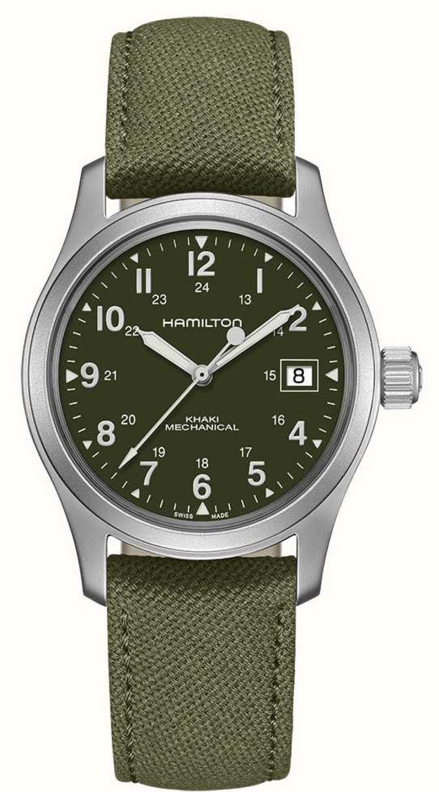 Men'S Hamilton | Hamilton Khaki Field Officer Mechanical *Pearl Harbour - 2001* (38Mm) Green Dial / Green Canvas Strap