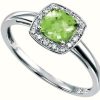 Jewelry Elements Gold | Elements Gold 9Ct W/G Peridot Diamond Square Ring