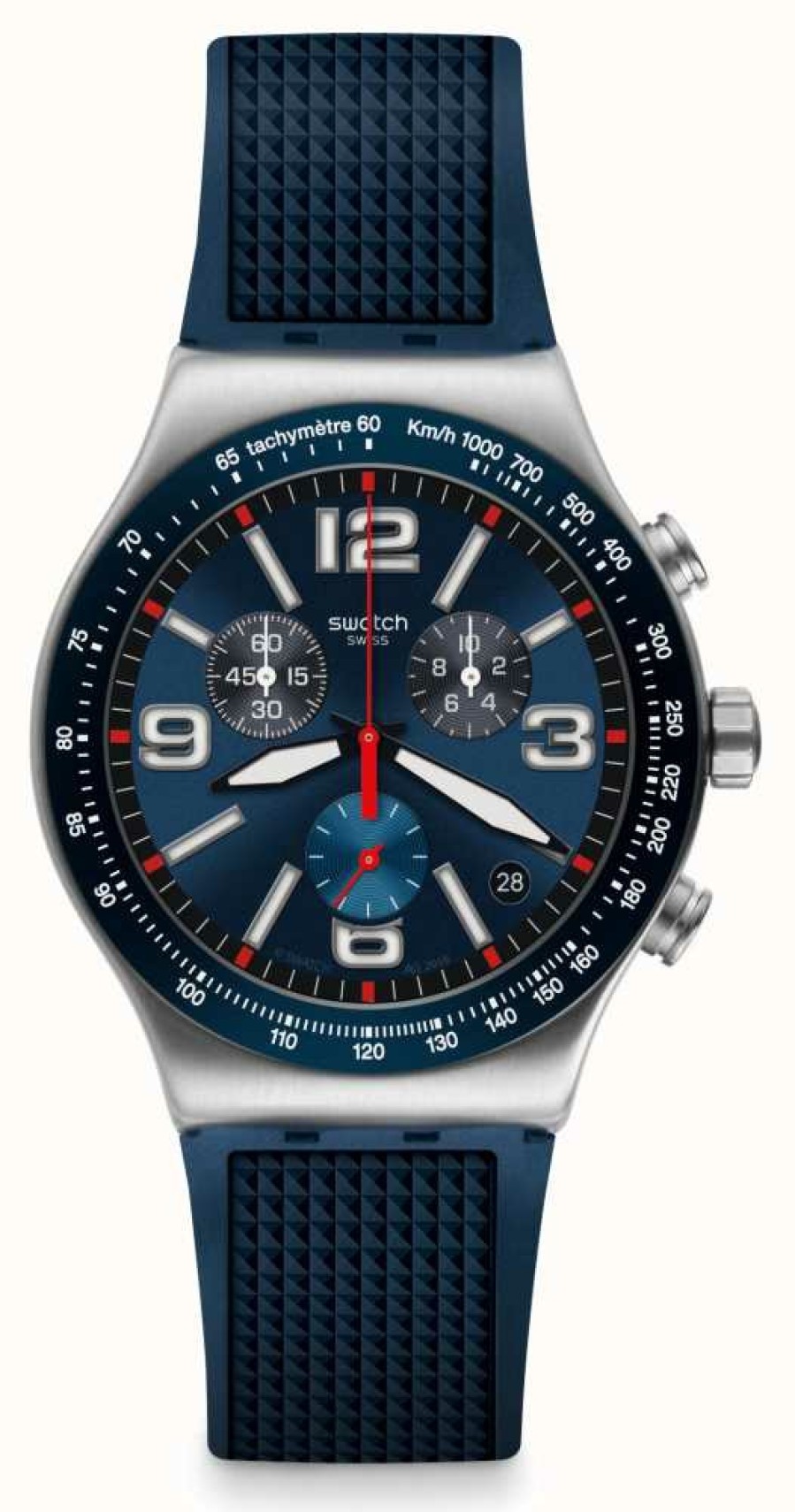 Men'S Swatch | Swatch | New Irony Chrono | Blue Grid Watch