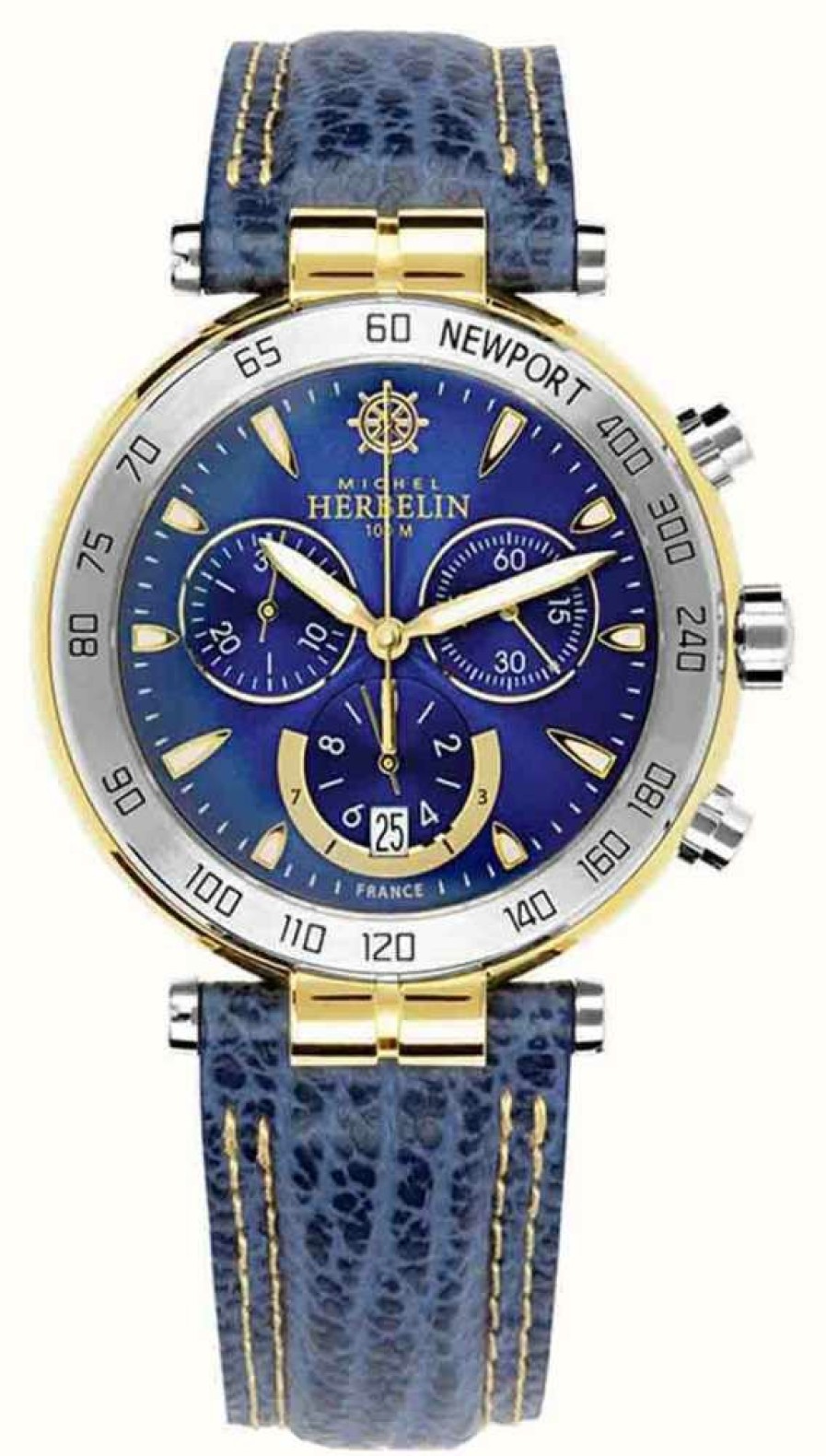 Men'S Herbelin | Herbelin Newport Originals Chronograph (40Mm) Blue Dial / Blue Leather