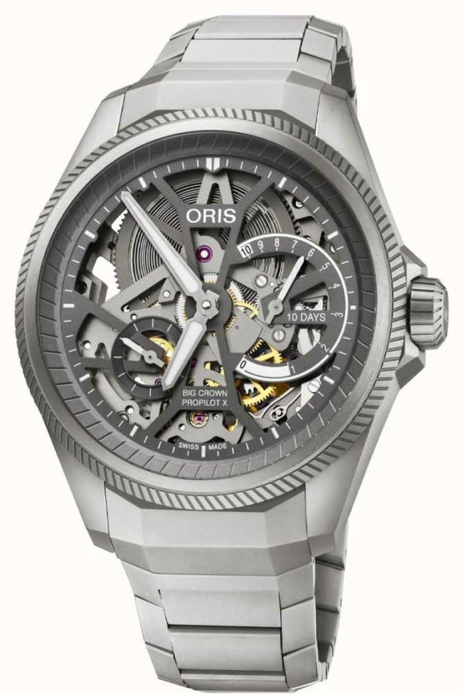 Men'S ORIS | Oris Big Crown Propilot X Calibre 115 Skeleton Automatic (44Mm) Skeleton Dial / Titanium Bracelet