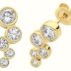 Jewelry James Moore | James Moore Th 9Ct Gold 5 Stone Cz Stud Earrings