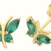 Jewelry James Moore | James Moore Th 9Ct Gold Green Cz Butterfly Stud Earrings