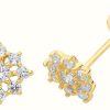 Jewelry James Moore | James Moore Th 9Ct Gold Cz Flower Stud Earrings