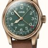 Men'S ORIS | Oris Big Crown Pointer Date 80Th Anniversary Edition Bronze (40Mm) Green Dial / Brown Leather Strap