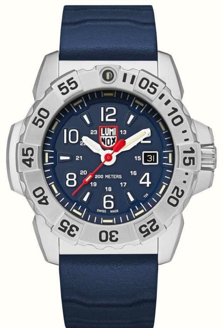 Men'S Luminox | Luminox | Navy Seal Steel 3250 Series | Blue Rubber Strap |Blue Dial