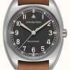 Men'S Hamilton | Hamilton Khaki Aviation Raf Pilot Pioneer Mechanical (36Mm) Black Dial / Brown Leather Strap