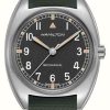 Men'S Hamilton | Hamilton Khaki Aviation Raf Pilot Pioneer Mechanical (36Mm) Black Dial / Grey Nato Strap