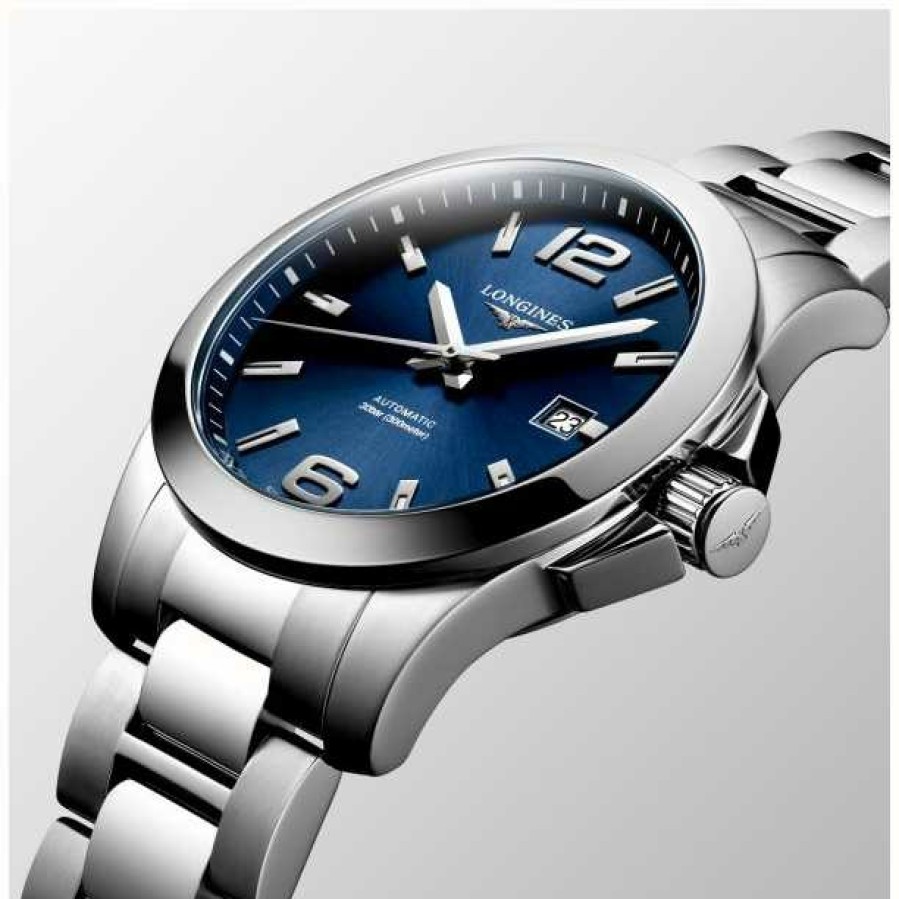 Men'S LONGINES | Longines Conquest Automatic (41Mm) Sunray Blue Dial / Stainless Steel Bracelet