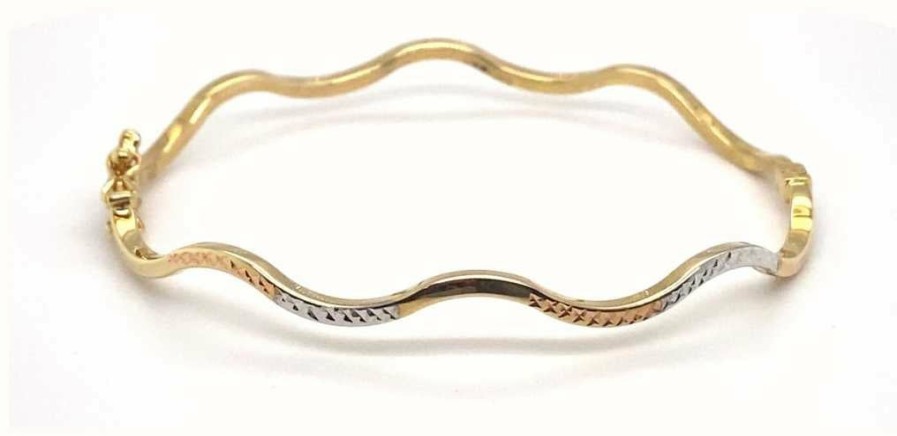 Jewelry James Moore | Hanalex Yellow Gold Wiggle Bangle Diamond Cut