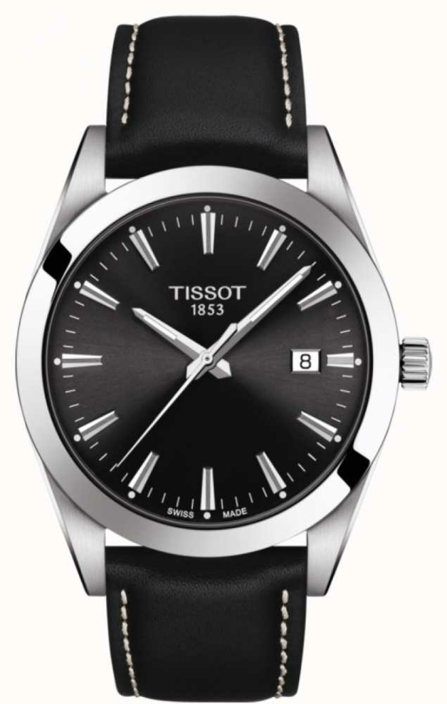 Men'S Tissot | Tissot Gentleman | Black Leather Strap | Black Dial